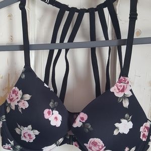 Floral And Black Bra From Pink